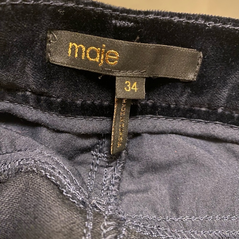 Maje Blue Velvet Slim Fit Skinny Stretch High Rise Pants Size 24/XS/0 - Picture 5 of 9